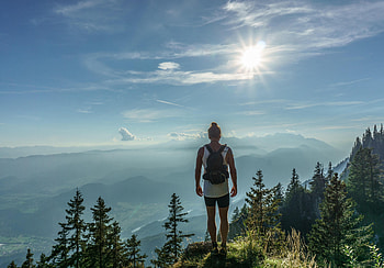 Nature, Mountain, Vertex, Top, Man, Sunlight, Tourist HD wallpaper