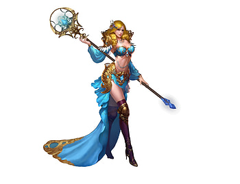 Fantasy girl, blue, white, frumusete, blonde, fantasy, diablo7707, girl, luminos HD wallpaper