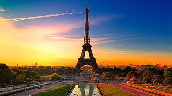 Sunset of Paris, Eiffel Tower HD wallpaper