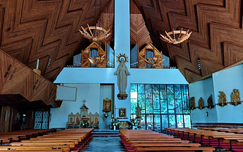 Church in Poland, modern, church, Poland, interior HD wallpaper