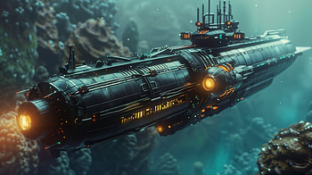 Futuristic Submarine Underwater, submarine, underwater, futuristic HD wallpaper