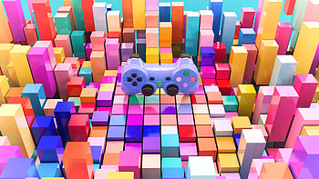 Multicolored, Motley, 3D, Volume, Cuba, Joystick, Controller, Gamepad HD wallpaper