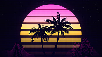 Palm Trees Retrowave , retrowave, artist, artwork, digital-art HD wallpaper