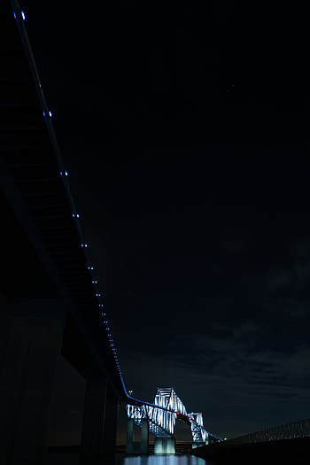 Night, Architecture, Dark, Bridge, Backlight, Illumination HD phone wallpaper