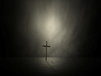 SACRAL, graphy, light, cross, bw, monument, digital art HD wallpaper