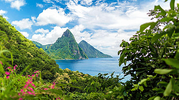 Mountain peaks, Saint Lucia, Latin America, Caribbean HD wallpaper