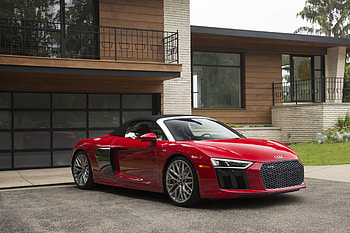 Red, convertible car, Audi R8 HD wallpaper