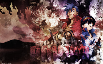 Who the HELL do u think we are, awesome, gurren lagenn, brothers, blue hair, kamina, boys, simon, badass, guys, thunder, anime, cool HD wallpaper