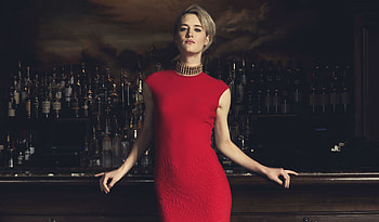 Mackenzie Davis, Canadian actress, red dress HD wallpaper
