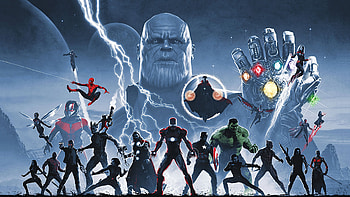 Avengers Infinity Saga , avengers, artwork, superheroes, iron-man, thor, thanos, war-machine, captain-america, spiderman, hulk, captain-marvel HD wallpaper
