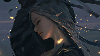 Lean, black, art, girl, elf, dark, woman, butterfly, fantasy, wlop, luminos HD wallpaper