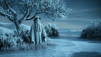 Frosty Serenity: A Winter Wonderland, frosty, cyan, fantasy, winter, figure, fantasy winter HD wallpaper