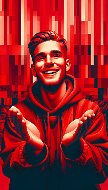 Grateful Gesture Red Theme, portrait, man, red, smiling HD phone wallpaper