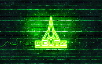 Deutz-Fahr turquogreen ise logo, , green brickwall, Deutz-Fahr logo, brands, Deutz-Fahr neon logo, Deutz-Fahr HD wallpaper