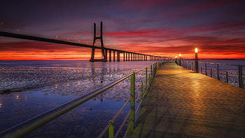 Portugal Bridge Sunset, bridges, architecture, portugal, sunset HD wallpaper