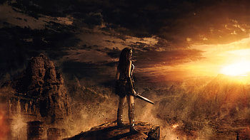 Wonder Woman Standing On Cliff Edge , wonder-woman, superheroes, batman-vs-superman, poster HD wallpaper