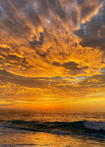 Nature, Water, Sunset, Sea, Waves, Horizon HD phone wallpaper