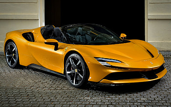 2022, Ferrari SF90 Spider, yellow supercar, yellow SF90 Spider, italian sports cars, Ferrari HD wallpaper