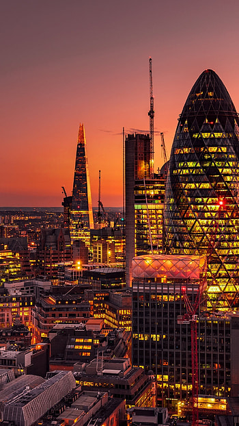 Cityscape , City lights sunset, Dawn skyscrapers London, World HD phone wallpaper