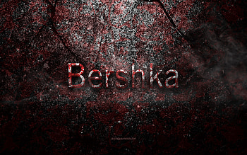 Bershka logo, grunge art, Bershka stone logo, red stone texture, Bershka, grunge stone texture, Bershka emblem, Bershka 3d logo HD wallpaper