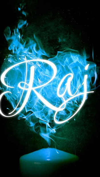 R Name, Raj, Blue Heart, blue, smokey heart HD phone wallpaper
