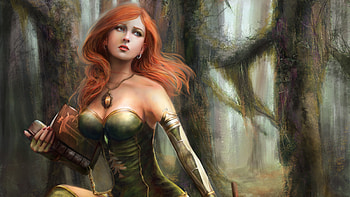 Fantasy Red Head Girl With Book, fantasy-girls, artist, artwork, digital-art, redhead HD wallpaper