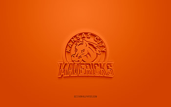 Kansas City Mavericks, creative 3D logo, orange background, ECHL, 3d emblem, American Hockey Club, Kansas City, USA, 3d art, hockey, Kansas City Mavericks 3d logo HD wallpaper