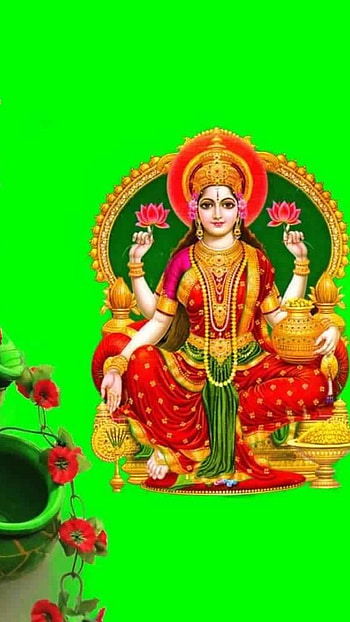 Laxmi Ganesh, Green Background HD phone wallpaper