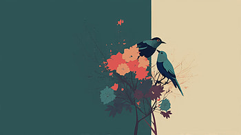 Birds Hanabushi Flowers, birds, minimalism, minimalist, ai, artist, artwork, digital-art HD wallpaper