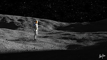 Small Steps On Moon, astronaut, artist, artwork, digital-art, artstation HD wallpaper