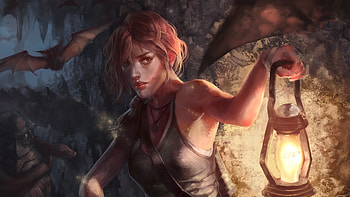Lara Croft Trapped In Cave , lara-croft, tomb-raider, games, fantasy-girls, artist, artwork, digital-art HD wallpaper
