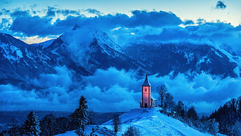 Church in Winter Mountain, Winter, in, Mountain, Church HD wallpaper