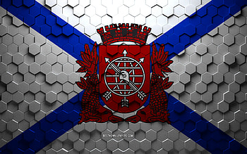 Flag of Rio de Janeiro, honeycomb art, Rio de Janeiro hexagons flag, Rio de Janeiro 3d hexagons art, Rio de Janeiro flag HD wallpaper