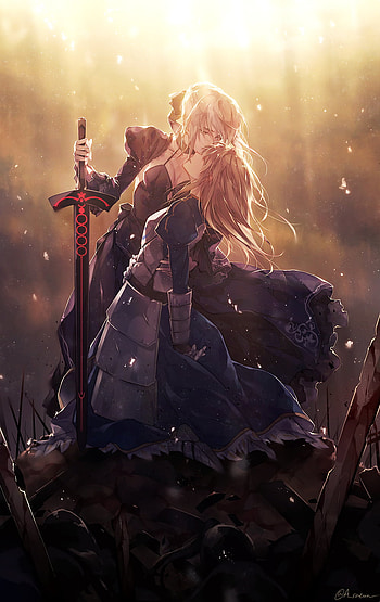 Saber and Alter fate, Anime, painting, girl HD phone wallpaper