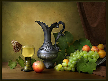 still life, abstract, butterfly, graphy, fruit, pot, wine HD wallpaper