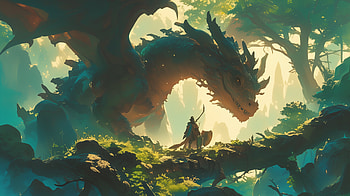 Enchanting Dragon Fantasy, fantasy, dragon, adventure, warrior, forest, fantasy warrior, fantasy adventure HD wallpaper