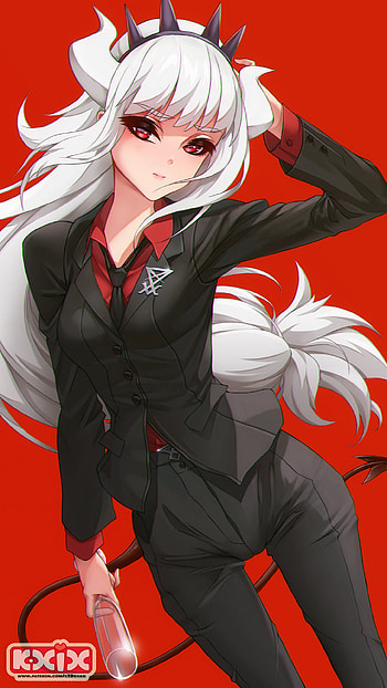 Lucifer Helltaker, beautiful, red eyes HD phone wallpaper