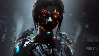 Art, Dark, Eyes, Robot, Cyborg HD wallpaper
