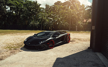 Lamborghini Aventador SVJ, front view, exterior, black Aventador, Aventador tuning, italian sports cars, Lamborghini HD wallpaper
