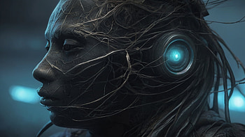 Head, head, weird, glow, hair, roots HD wallpaper