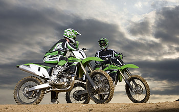 Clouds, Motorcycles, Form, Racers, Kawasaki HD wallpaper
