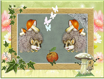 SHALL WE SHARE!, butterflies, toadstools, apple, hedgehogs HD wallpaper
