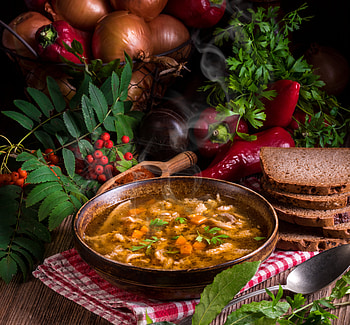 Soup, onions, bread, food HD wallpaper
