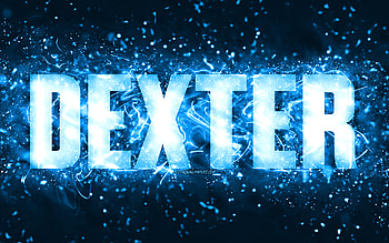 Happy Birtay Dexter, , blue neon lights, Dexter name, creative, Dexter Happy Birtay, Dexter Birtay, popular american male names, with Dexter name, Dexter HD wallpaper