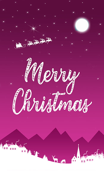 Christmas Night Scene (Pink), Festive, holiday, Christmas HD phone wallpaper