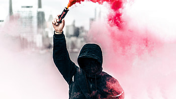 A Person In A Hoodie With Smoke Grenade, smoke, graphy, hoodie HD wallpaper
