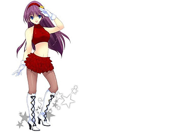 Sauyo, sexy, white, purple hair, hot, cute, blue eye, girl, long hair, dress, star, anime girl, boot, anime, red, hat, female HD wallpaper
