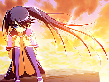 Black rock shooter, uniform, sad, blue eyes HD wallpaper