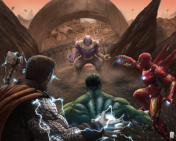 Avengers 4, superheroes vs thanos, artwork HD wallpaper
