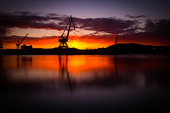 Nature, Water, Sunset, Reflection, Construction HD wallpaper